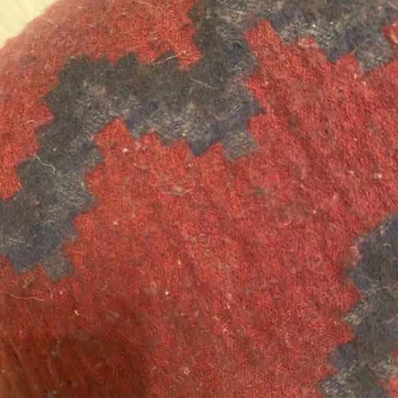 Wilfred wool blanket scarf - dark red/blue - Picture 4 of 6